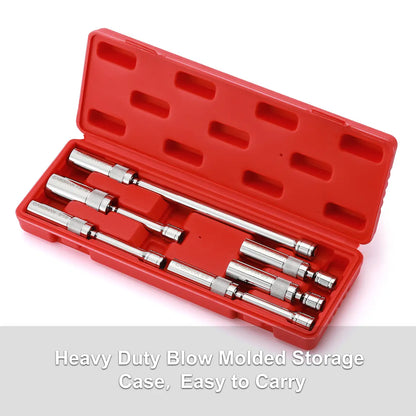 6PCS Magnetic Swivel Spark Plug Socket Set – 3/8" Drive, 9/16", 5/8", 13/16" & 14mm, Thin Wall CR-V Steel