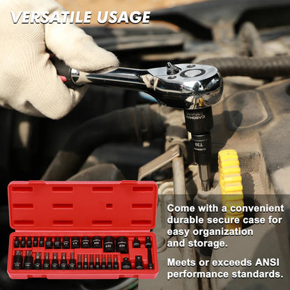 32-Piece Torx Bit Socket Set – S2 Alloy Steel E-Torx Sockets with Drive Adapters