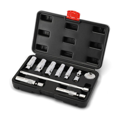 10PCS Magnetic Spark Plug Socket Set – 3/8" Drive CR-V Steel Automotive Tool Kit with Extension Bar & Universal Joint